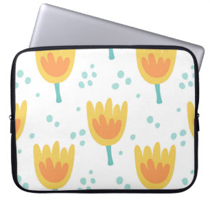 Vintage seamless pattern, cute flowers pattern70s laptop sleeve