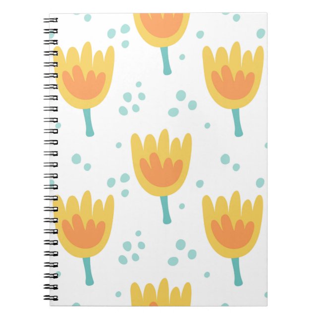 Vintage seamless pattern,  cute flowers pattern70s notebook (Front)