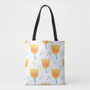 Vintage seamless pattern,  cute flowers pattern70s tote bag