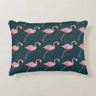 vintage seamless pattern Flamingos on blue backgro Decorative Cushion
