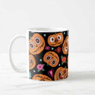 vintage seamless pattern for Halloween. Pumpkin, f Coffee Mug