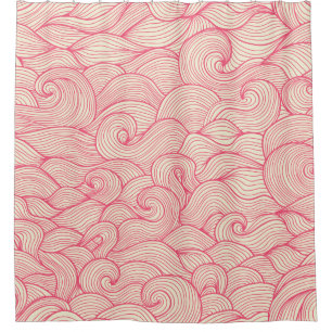 vintage seamless pattern. Hand drawn abstract wavy Shower Curtain