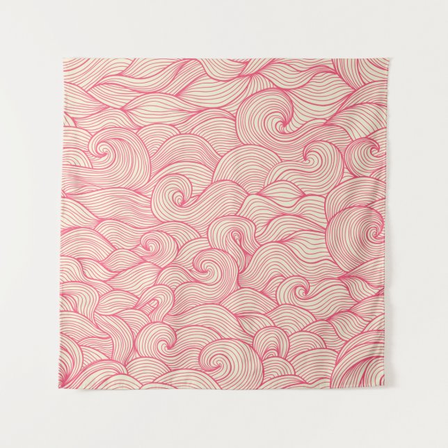 vintage seamless pattern. Hand drawn abstract wavy Tapestry (Front)