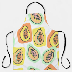 Vintage seamless pattern hand-drawn papaya fruit. apron