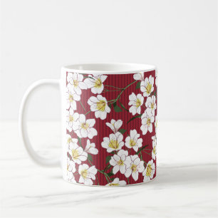 vintage Seamless Pattern Hand Drawn white garden f Coffee Mug