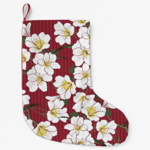 vintage Seamless Pattern Hand Drawn white garden f Small Christmas Stocking