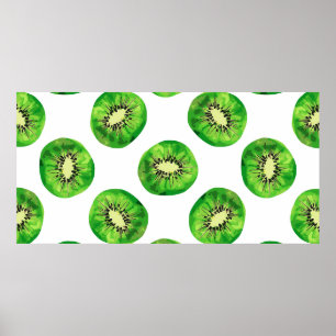 vintage Seamless pattern kiwi illustration hand dr Poster