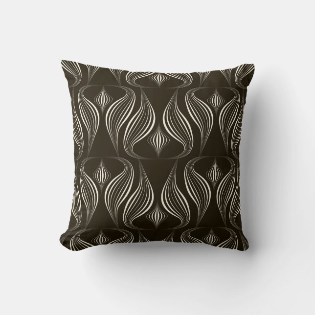 vintage seamless pattern monochrome ornament with  cushion (Front)