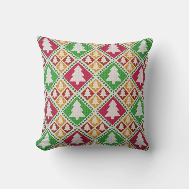 vintage seamless pattern of christmas tree cushion (Front)