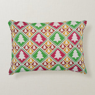 vintage seamless pattern of christmas tree decorative cushion