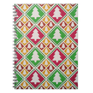 vintage seamless pattern of christmas tree notebook