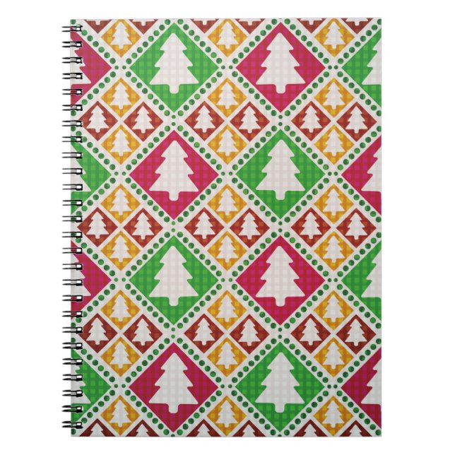 vintage seamless pattern of christmas tree notebook (Front)
