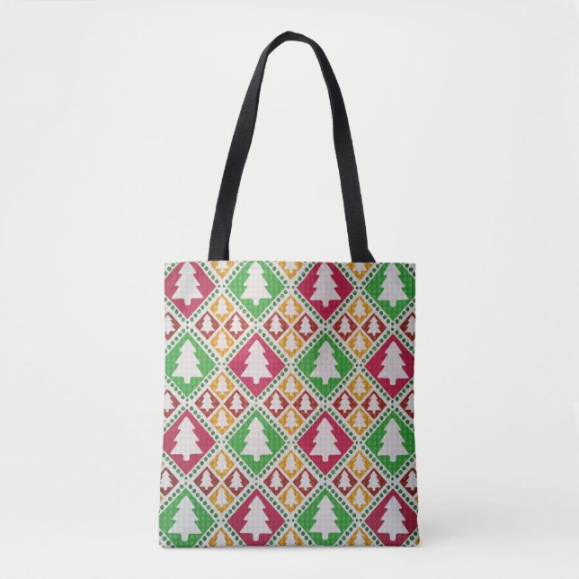vintage seamless pattern of christmas tree tote bag (Front)