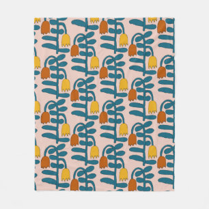 vintage seamless pattern of plants. Bright colours Fleece Blanket