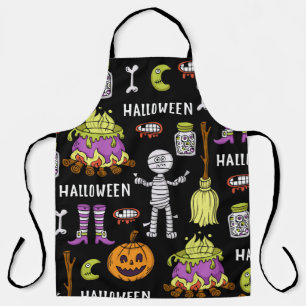 vintage seamless pattern on the theme of Happy Hal Apron