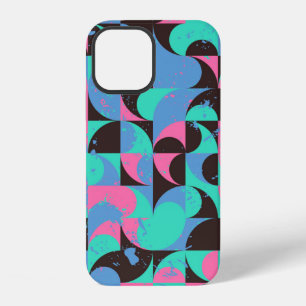 Vintage seamless pattern tiles in black, neon pink iPhone 12 case