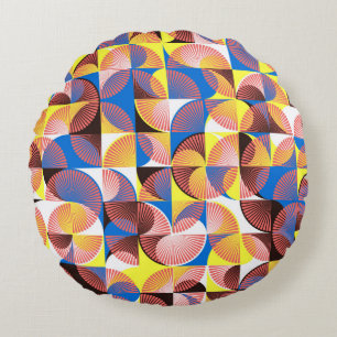 Vintage seamless pattern tiles with circles and st round cushion