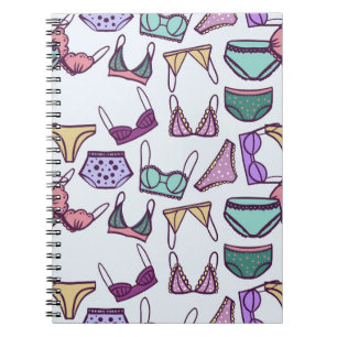 Vintage seamless pattern underwear: bras and panti notebook