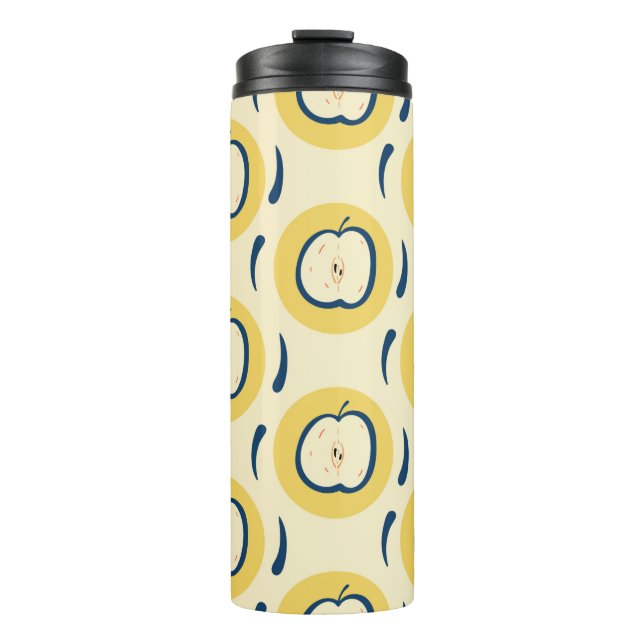 Vintage seamless pattern with apple.  thermal tumbler (Front)