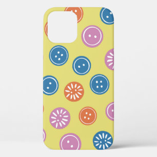 Vintage seamless pattern with buttons on a yellow iPhone 12 case