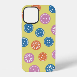 Vintage seamless pattern with buttons on a yellow iPhone 12 case