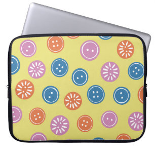 Vintage seamless pattern with buttons on a yellow laptop sleeve