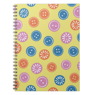 Vintage seamless pattern with buttons on a yellow notebook
