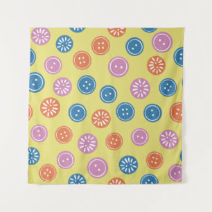 Vintage seamless pattern with buttons on a yellow  tapestry