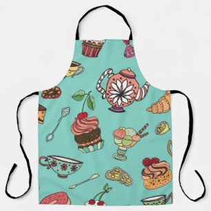 vintage seamless pattern with cakes apron
