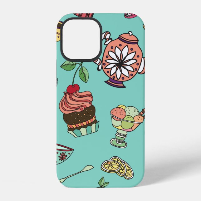 vintage seamless pattern with cakes iPhone case (Back)