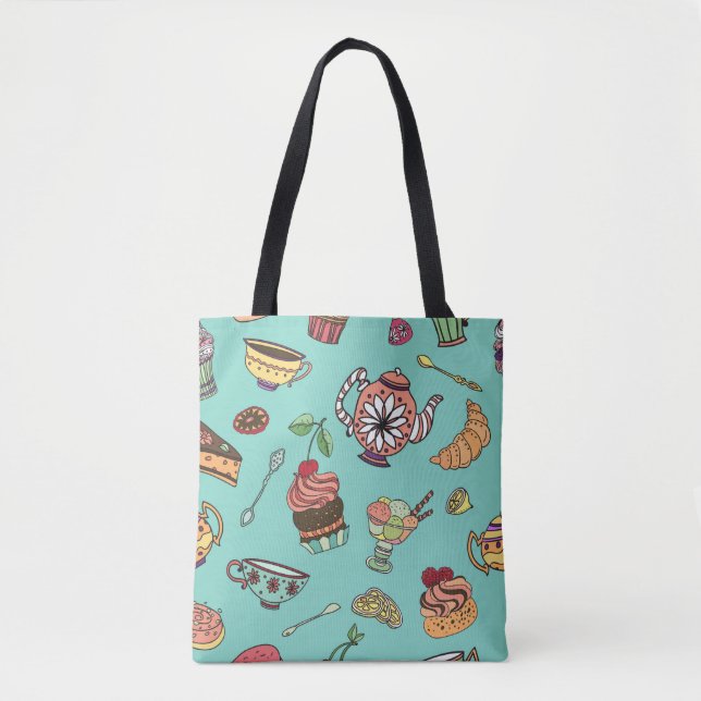 vintage seamless pattern with cakes tote bag (Front)