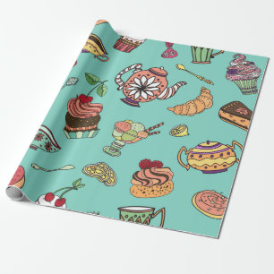 vintage seamless pattern with cakes wrapping paper