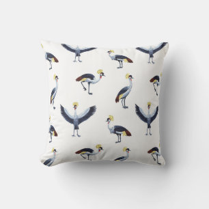 Vintage seamless pattern with crowned crane birds. cushion