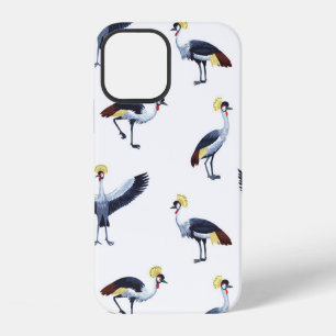 Vintage seamless pattern with crowned crane birds. iPhone 12 case