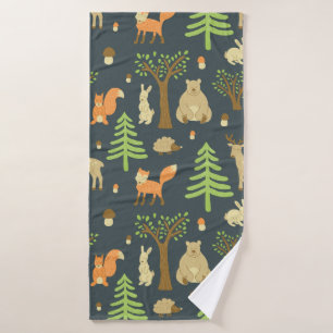 vintage seamless pattern with cute images of bear, bath towel