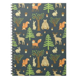 vintage seamless pattern with cute images of bear, notebook