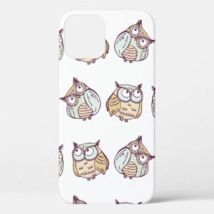 vintage seamless pattern with cute owls iPhone 12 case