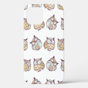 vintage seamless pattern with cute owls iPhone 12 case