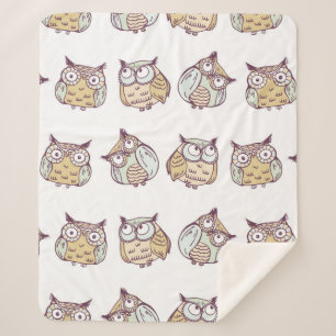 vintage seamless pattern with cute owls sherpa blanket
