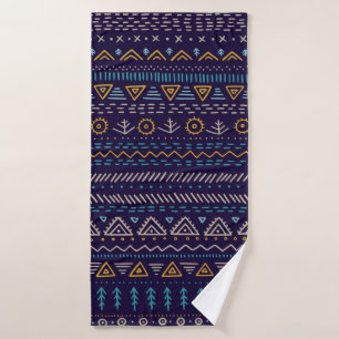vintage seamless pattern with ethnic tribal hand-d bath towel