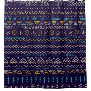 vintage seamless pattern with ethnic tribal hand-d shower curtain