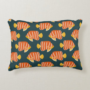 Vintage seamless pattern with fish. Creative desig Decorative Cushion