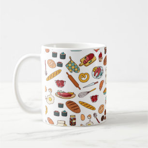 vintage seamless pattern with food. coffee mug