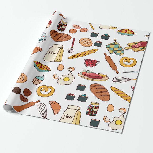 vintage seamless pattern with food. wrapping paper (Unrolled)