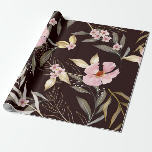 Vintage seamless pattern with gold leaves. Exotic Wrapping Paper