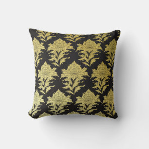  vintage seamless pattern with golden flower on bl cushion