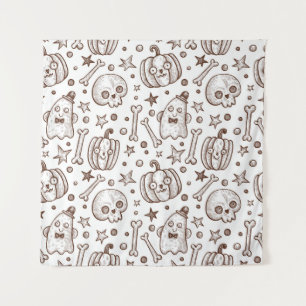 vintage seamless pattern with Halloween elements, Tapestry