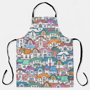 vintage seamless pattern with hand drawn and colou apron