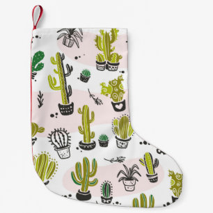 vintage seamless pattern with hand drawn cactus el small christmas stocking