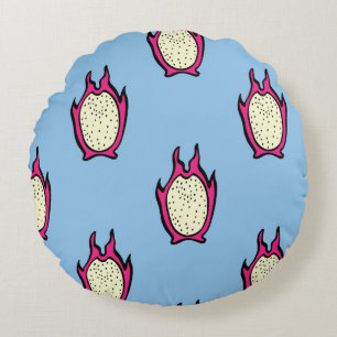 Vintage seamless pattern with hand drawn dragon fr round cushion